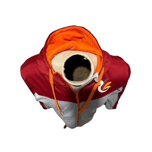 Women’s Running Man Alanic Full Zip Hoodie Red Gray Turkey Tracks Oklahoma City - Picture 3 of 8